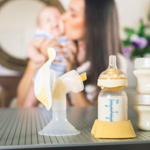 Breast pump and milk bottle